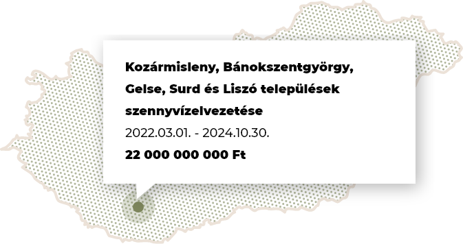 Kozármisleny, Bánokszentgyörgy, Gelse, Surd és Liszó települések szennyvízelvezetése